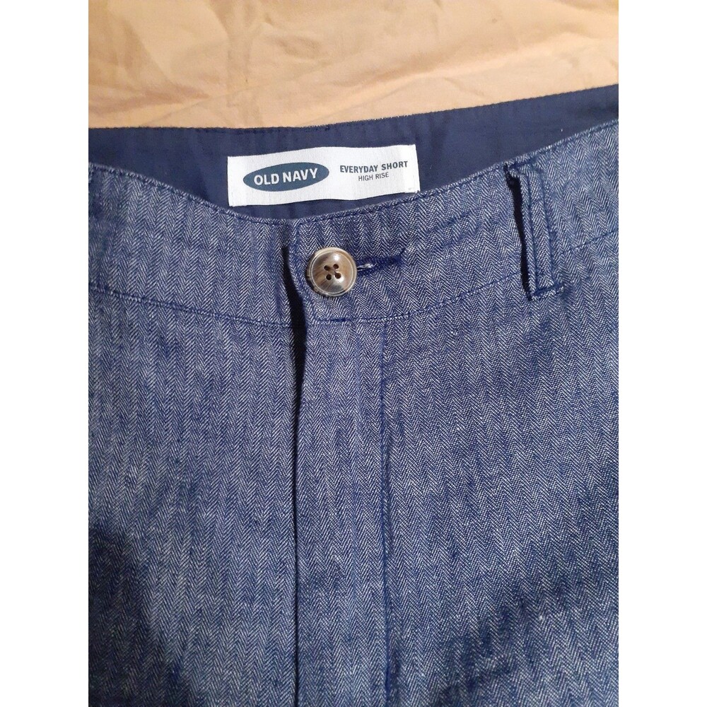 Old Navy Everyday Short Linen Blend Women’s 12 Blue Chambray Shorts High Waisted